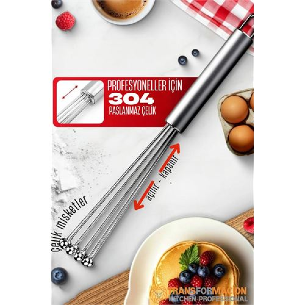 HSNET Çelik Misketli Yaylı Açılır Kapanır Çırpıcı 304 Paslanmaz Çelik Çırpıcı Çırpma Teli