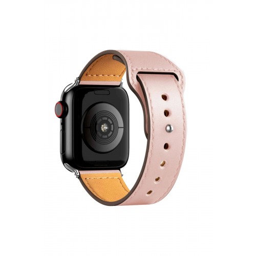Apple Watch 42mm KR415 Luaz Deri Kordon - Pembe-(5796)