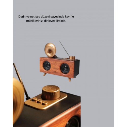 Çift Hoparlörlü Retro Bluetooth Speaker 1800mAh Bataryalı AUX USB SD Kartlı Çift Hoparlörlü Retro Bluetooth Speaker 1800mAh Bataryalı AUX USB SD Kartlı
