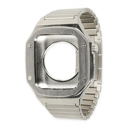 Apple Watch 44mm KR409 Metal Kordon - Gümüş-(5796)