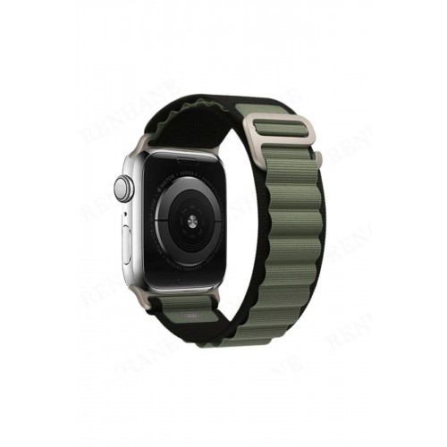 Apple Watch 38mm Mountain Kordon - Siyah-Yeşil-(5796)
