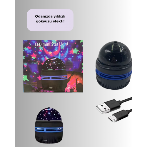 360° Dönen Galaxy Projektörlü Gece Lambası – Star Master Yıldızlı Gökyüzü Efekti