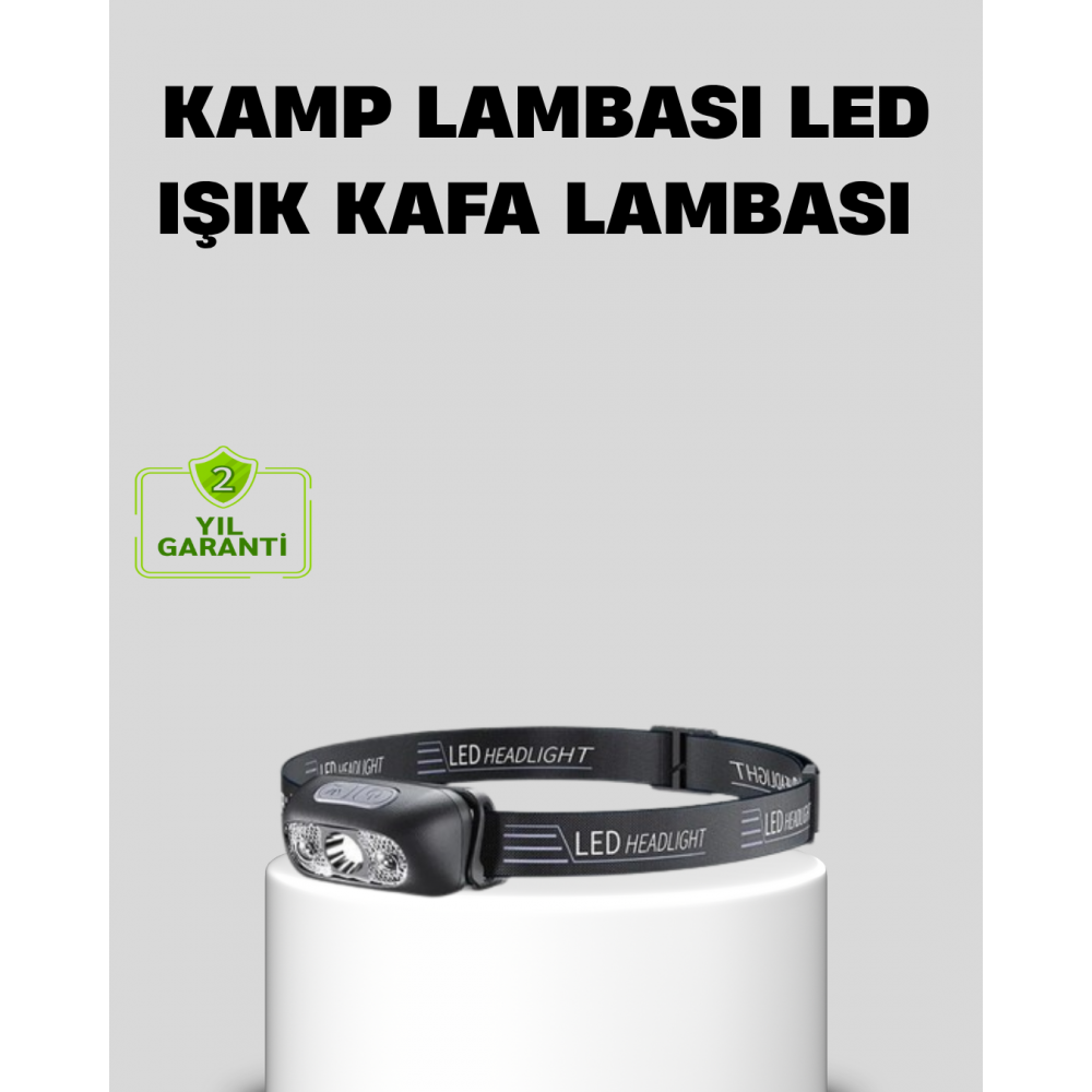 Şarjlı LED Kafa Feneri | 4 Modlu Akıllı Sensörlü Far | Su Geçirmez IPX5 Kamp ve Balıkçı Lambası