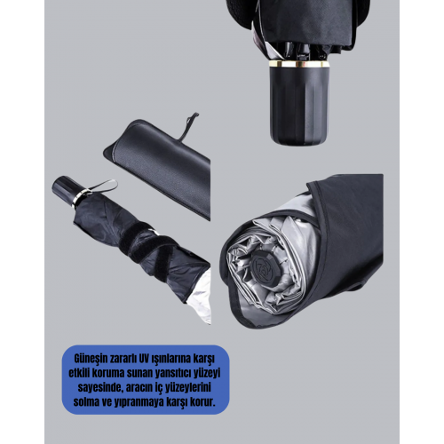 Şemsiye Tasarımlı Katlanabilir Araç Güneşliği – Geniş Uyumlu UV Koruma