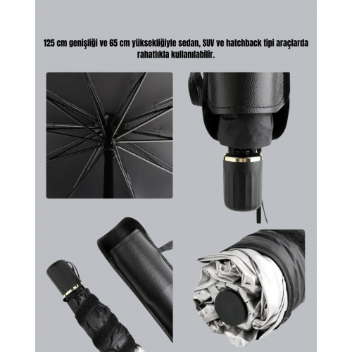 Şemsiye Tasarımlı Katlanabilir Araç Güneşliği – Geniş Uyumlu UV Koruma