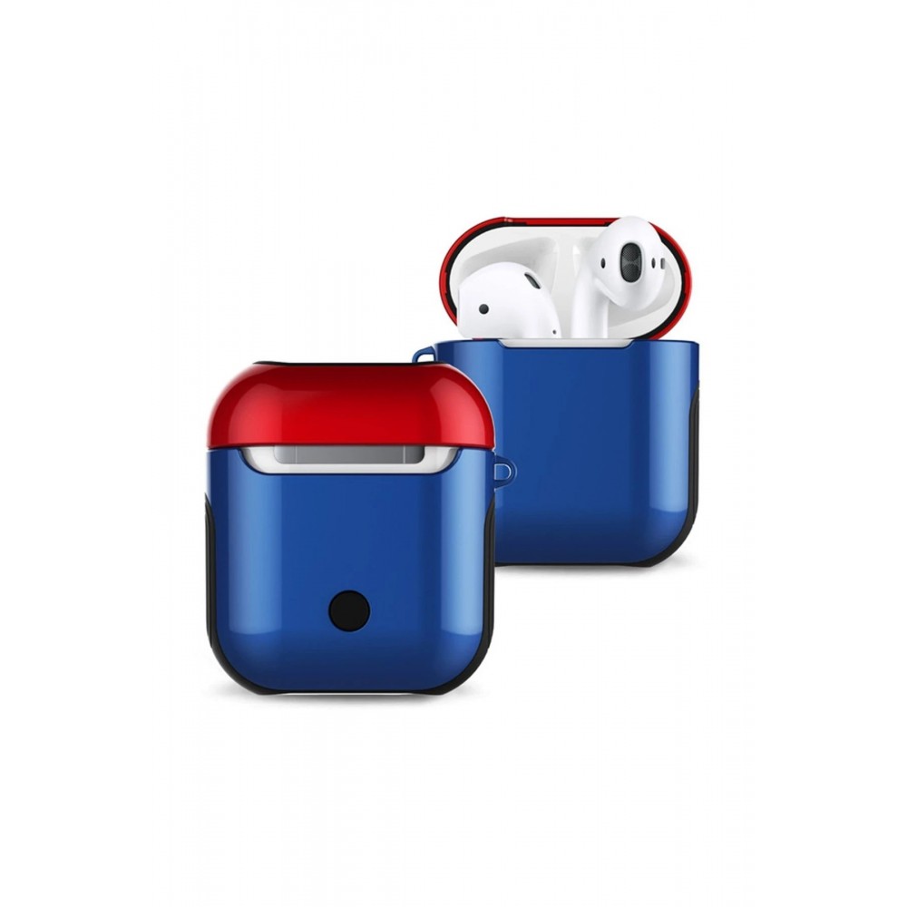 Airpods 2 (2.nesil) 3in1 Kılıf - Lacivert-Kırmızı-(5796)