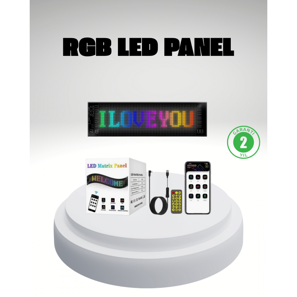RGB LED Panel – Mobil Uyumlu Yazı ve GIF Destekli USB Bağlantılı Dekoratif Ekran
