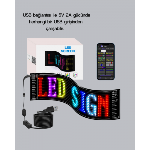 RGB LED Panel – Mobil Uyumlu Yazı ve GIF Destekli USB Bağlantılı Dekoratif Ekran RGB LED Panel – Mobil Uyumlu Yazı ve GIF Destekli USB Bağlantılı Dekoratif Ekran