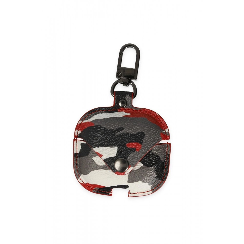 Airpods Pro 2 (2.nesil) Çanta Kamuflaj Deri Kılıf - Kırmızı-(5796)