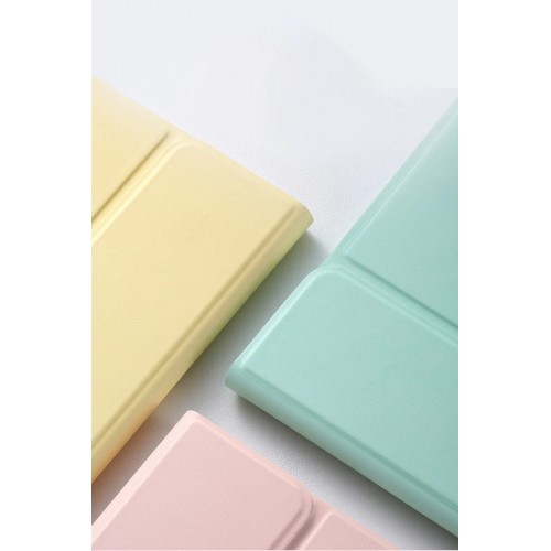 iPad 10.2 (9.nesil) Kılıf KC01 Smart Klavyeli Tablet Kılıfı - Açık Yeşil-(5796)