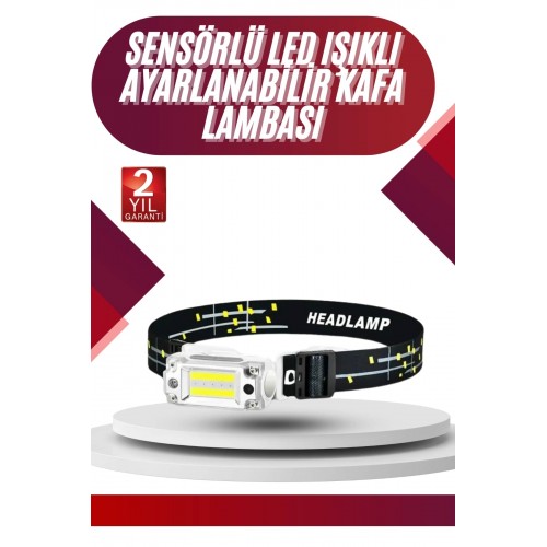 Yüksek Işıklı Şarjlı ve Sensörlü LED Kafa Lambası Kamp Lambası