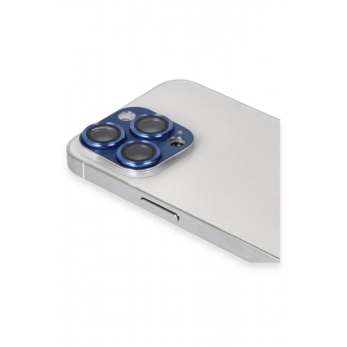 iPhone 13 Pro Max Pers Alüminyum Kamera Lens - Lacivert-(5796)