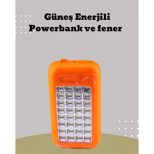 Güneş Paneli Destekli Powerbank ve LED Işıldak – 10000 mAh Çift USB Outdoor Kullanım İçin