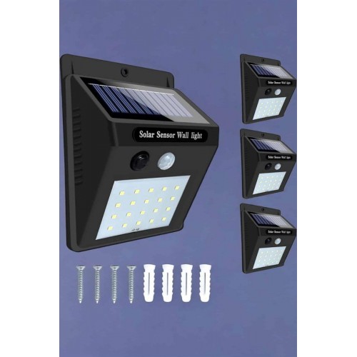 Solar Lamba Giriş Bahçe Yol Avlu Hareket Sensörlü Led Parlak Gece Su Geçirmez