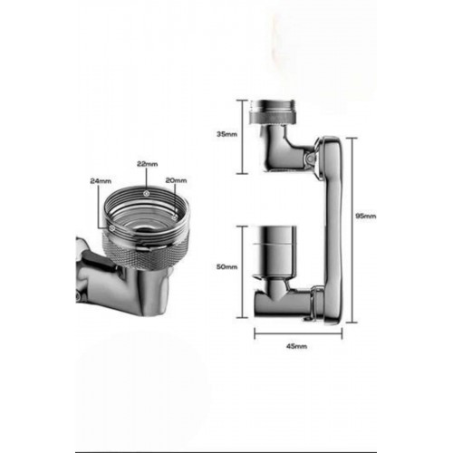 180 Derece Dönebilen Fonksiyonel Paslanmaz Çelik Robotik Kol Musluk Başlığı
