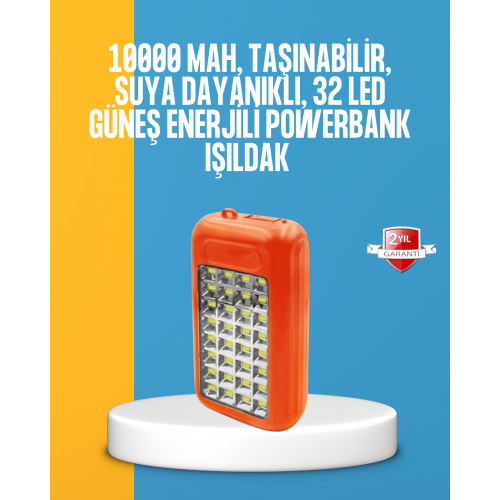 Çift USB Çıkışlı Güneş Enerjili Aydınlatmalı Powerbank