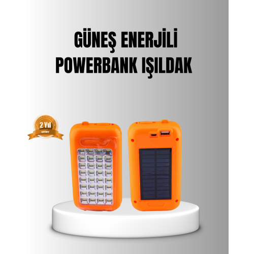 Güneş Enerjili Powerbank 10000 mAh LED Işıklı