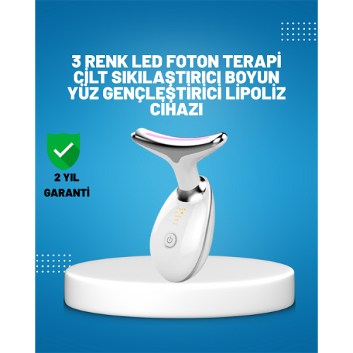 3 Modlu Boyun ve Yüz Bakım Cihazı – EMS Temizleme Sıcak Masaj ve Renkli Işık Terapi Özellikli