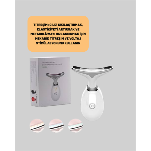 3 Modlu Boyun ve Yüz Bakım Cihazı – EMS Temizleme Sıcak Masaj ve Renkli Işık Terapi Özellikli