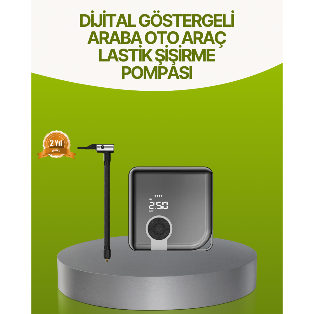 Dijital Ekranlı Taşınabilir Akıllı Araç Hava Kompresörü