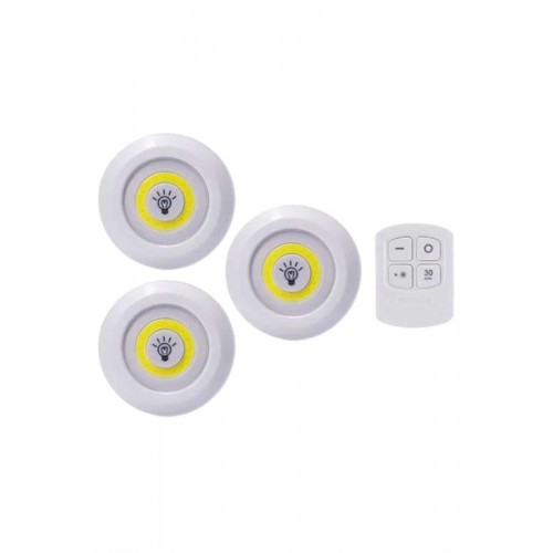 Led Lamba 3'lü Uzaktan Kumandalı Yapışkanlı