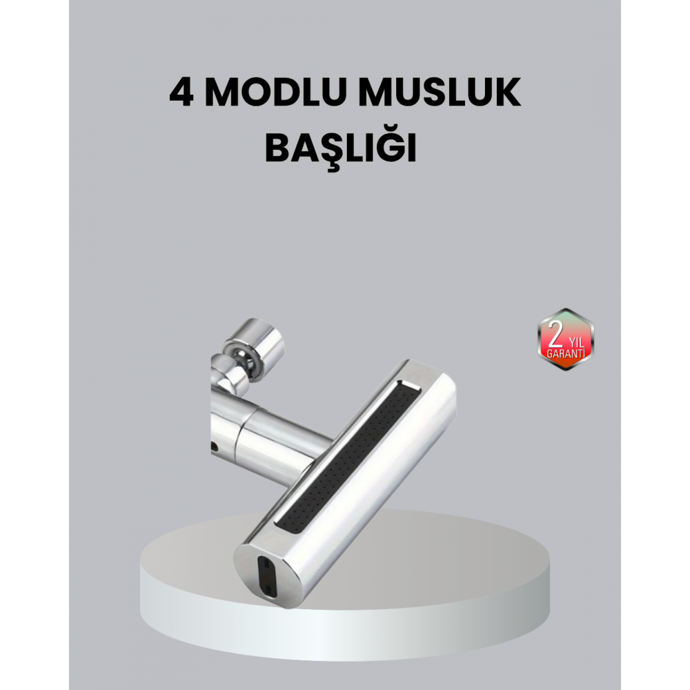 ABS Pirinç Alaşımlı Musluk Başlığı 4 Modlu 360° Dönebilen ve Ekonomik