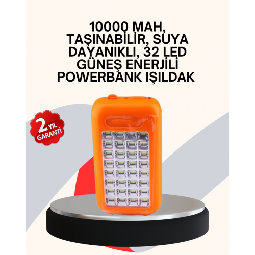 Güneş Paneli ile Şarj Olan 32 LED’li Powerbank Cihazı