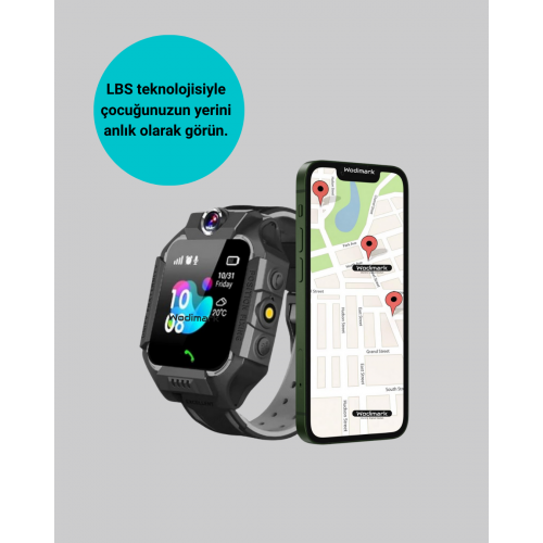 S10 Akıllı Çocuk Saati Siyah Tasarım Adımsayar ve Alarm Fonksiyonu