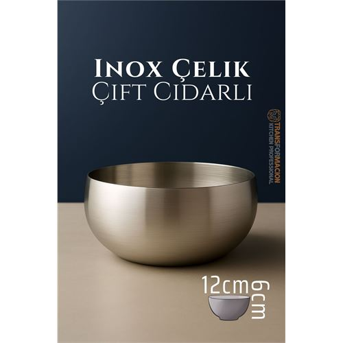HSNET Çift Cidarlı Kase - Inox Çelik Kase  12 cm