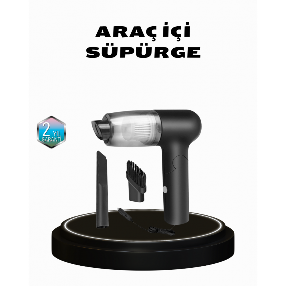 Taşınabilir Vakumlu Araç Süpürgesi – Katlanabilir Sap Yıkanabilir Filtre 120W Motor