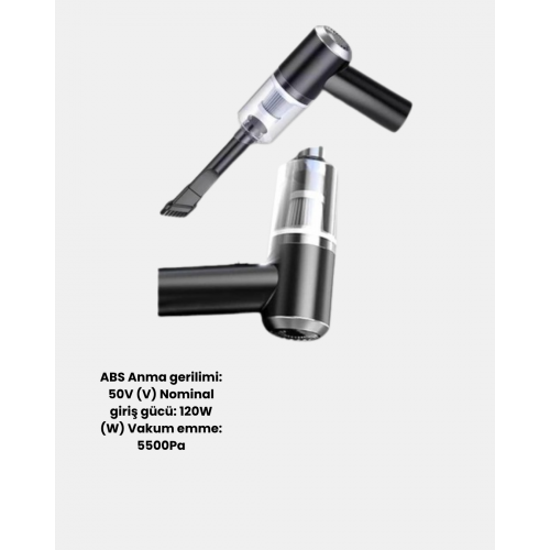 Taşınabilir Vakumlu Araç Süpürgesi – Katlanabilir Sap Yıkanabilir Filtre 120W Motor