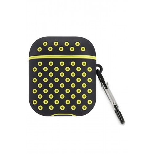 Airpods 2 (2.nesil) Spor Delikli Kılıf - Siyah-Sarı-(5796)