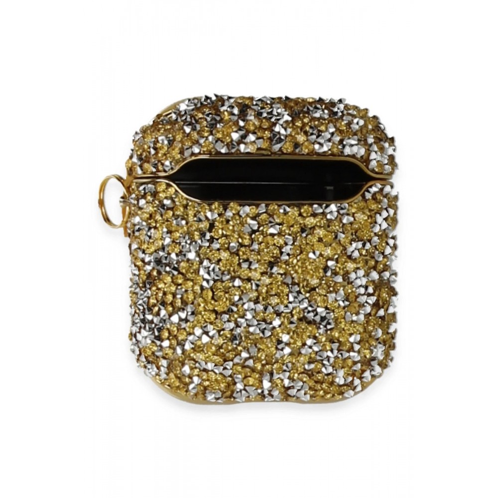 Airpods 2 (2.nesil) Mira Taşlı Kılıf - Gold-(5796)