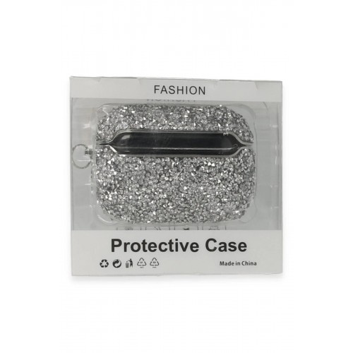 Airpods 3 (3.nesil) Mira Taşlı Kılıf - Gümüş-(5796)