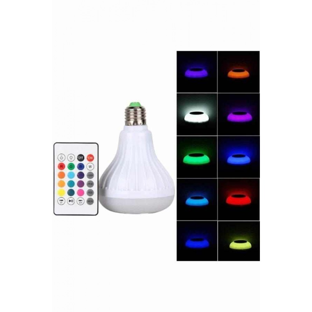 Kumandalı RGB Led Işık Bluetooth Hoparlör Ses Lambası Renkli Ampul