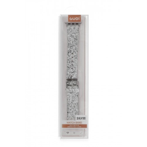 Apple Watch 38mm Starry Taşlı Kordon - Gümüş-(5796)