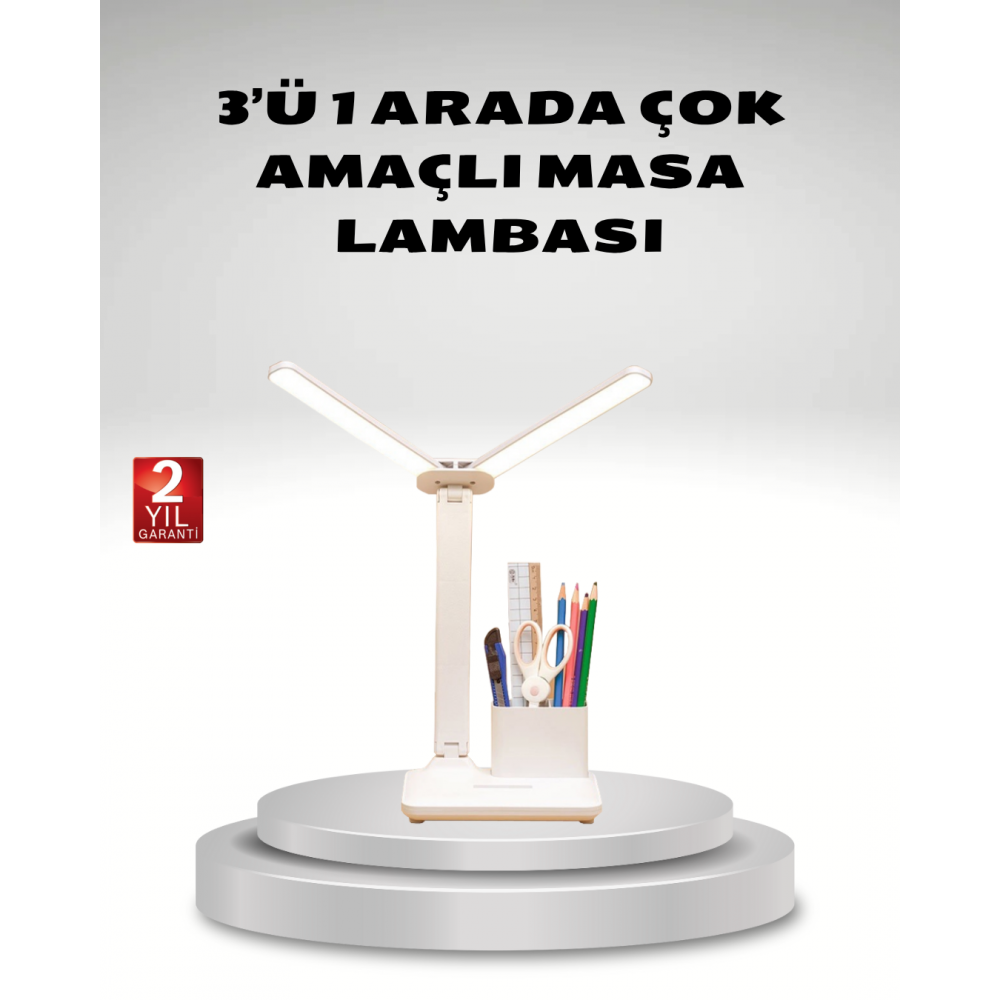 Kısılabilir LED Masa Lambası – Kalemlik ve Telefon Standlı Göz Yormayan Işık