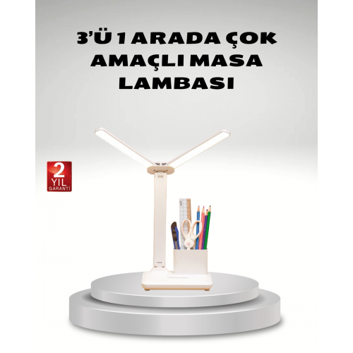 Kısılabilir LED Masa Lambası – Kalemlik ve Telefon Standlı Göz Yormayan Işık
