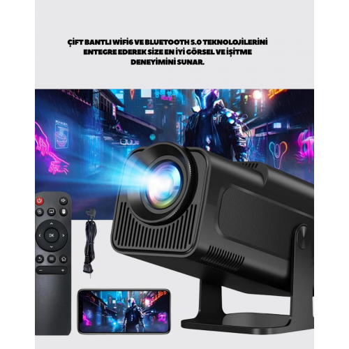 HDMI USB ve Kulaklık Girişli Çoklu Bağlantı Seçenekli Projektör