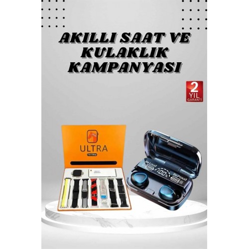 Yeni Model Akıllı Saat ve Kulaklık Kampanyası Nabızz Ölçer Bluetooth Bağlantılı Uzun Pil Ömrü
