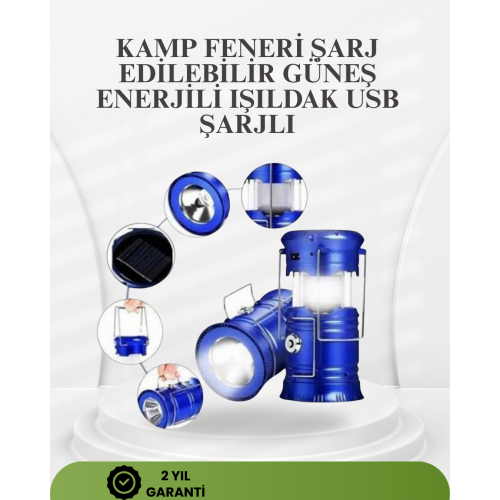 Güneş Enerjili Katlanabilir Kızaklı Kamp Feneri – USB Şarjlı Çok Yönlü ve Dayanıklı Tasarım
