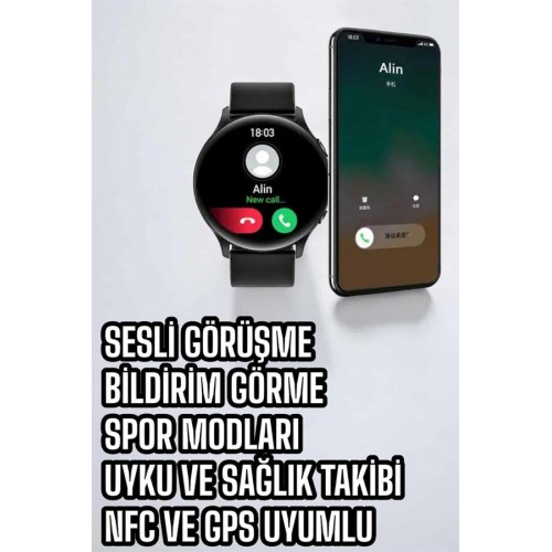 Akıllı Saat Çok Fonksiyonlu Sesli Görüşme NFC Uyumlu Amoled Ekran