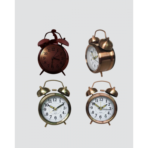 Nostaljik Büyük Boy Metal Masa Saati Bronz Kaplama ve Yüksek Sesli Alarm Nostaljik Büyük Boy Metal Masa Saati Bronz Kaplama ve Yüksek Sesli Alarm