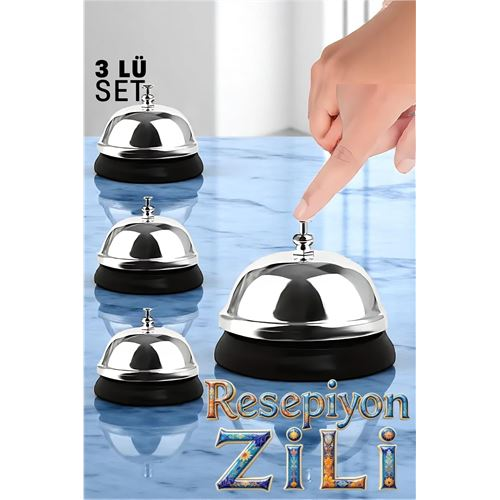 HSNET Resepsiyon Zili  - Resepsiyon ve Restoran İçin Zil - Resepsiyon Çağrı Zili 3 lü set