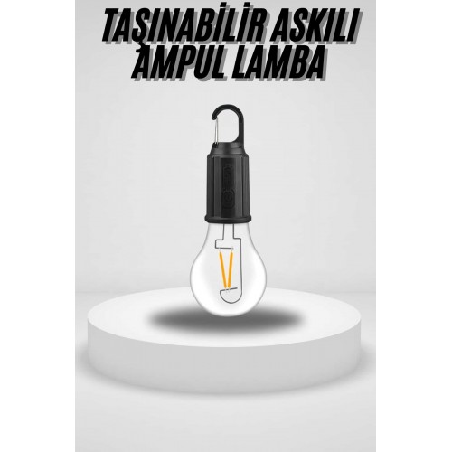 Taşınabilir Askılı Ampul Kamp Lambası Askılı Type-C Şarjlı Bahçe Lambası