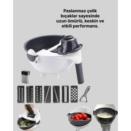 Ergonomik Sebze Rendeleyici ve Süzgeç Hazneli Dilimleyici