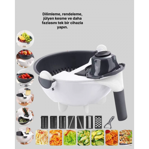 Ergonomik Sebze Rendeleyici ve Süzgeç Hazneli Dilimleyici