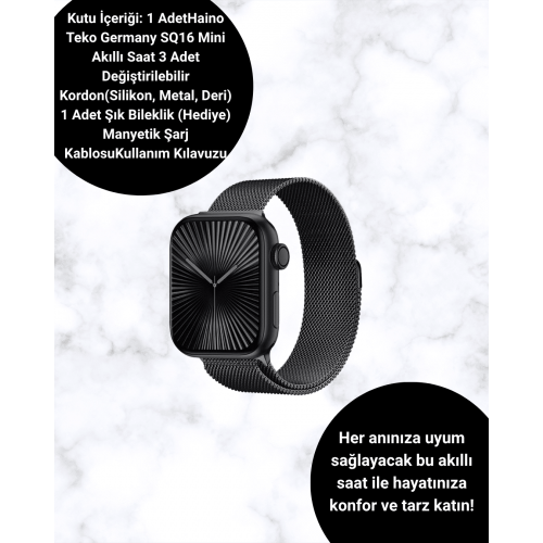 Mini Series 10 Akıllı Saat | 3 Kordon + Bileklik Hediyeli Tüm Telefonlarla Uyumlu