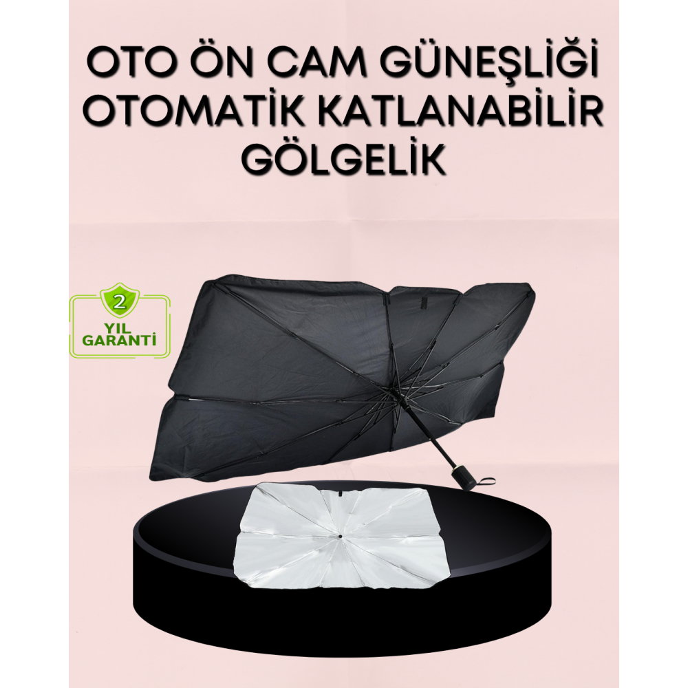 UV Korumalı Şemsiye Tipi Oto Güneşliği - Geniş Araç Uyumu