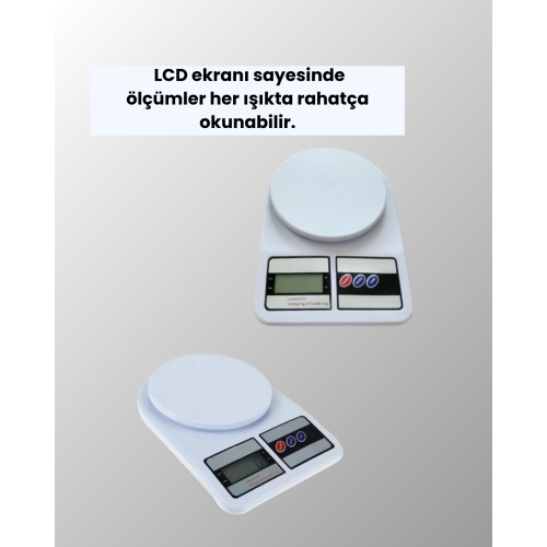 Beyaz Plastik Dijital Mutfak Tartısı – 24x16.8x1.5cm